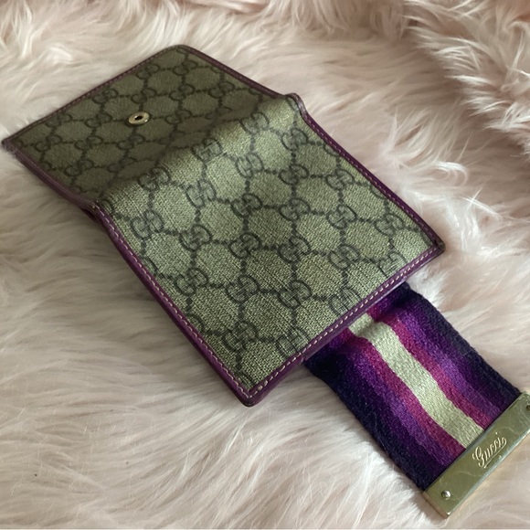 GUCCI with RARE purple striped snappy monogram bifold wallet EUC - Picture 4 of 13